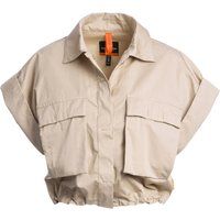 Kurze beige Hemdjacke im Utility-Stil