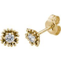 Goldene florale Ohrstecker mit Labor-Diamanten