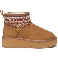 Bequeme Plateau-Stiefeletten mit gewebtem Bund