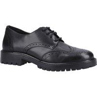 Hush Puppies Athena Senior Leder Mädchen's schwarze Brogues