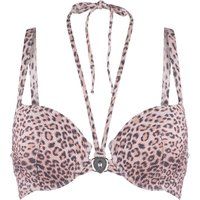 Bikini-Oberteil mit Leopardenmuster und Neckholder
