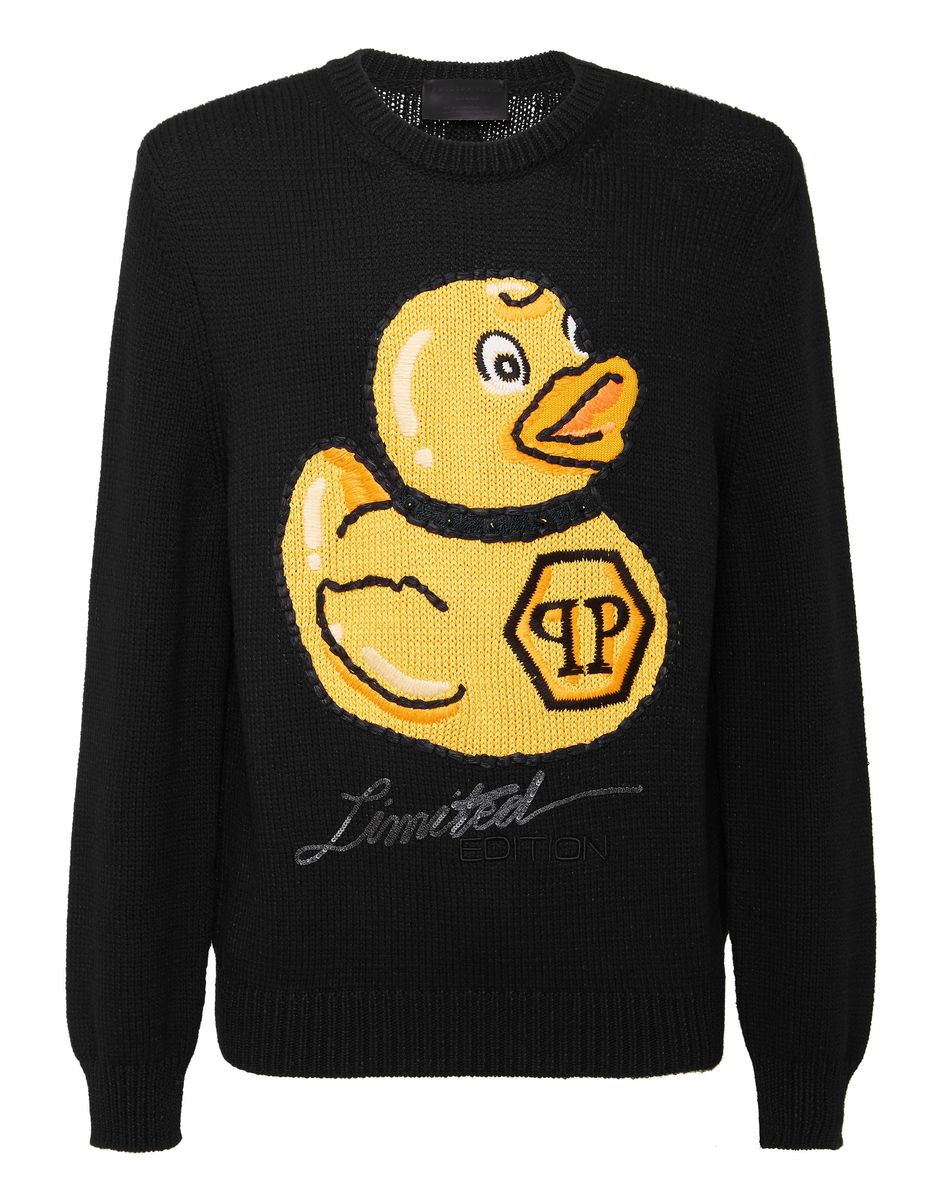 Strickpullover mit Plein-Duck-Motiv