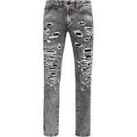 Distressed Slim Fit Stone Wash Jeans