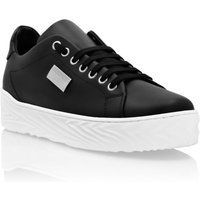 Schwarze Leder Low-Top Sneakers