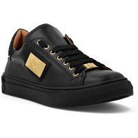 Schwarze Low-Top-Sneakers aus Leder