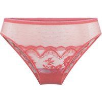 Korallenfarbener Bikini-Slip mit Spitze