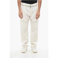 Weiße Straight Fit Cargo Jeans