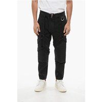 Schwarze Stretch-Denim-Bikerjeans