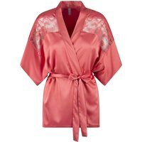 Satin Kimono Morgenmantel mit Spitze