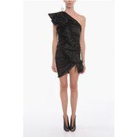 Gerafftes One-Shoulder Mini-Kleid aus Satin