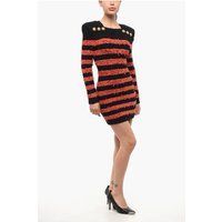 Gestreiftes Minikleid mit Zierknöpfen