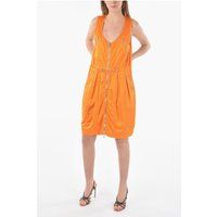 Orangefarbenes Mini-Utility-Kleid mit Reißverschluss