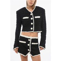 Kurzer Tweed-Blazer mit Kontrastdetails