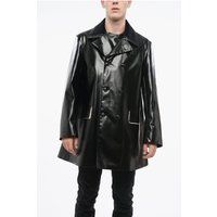 Schwarzer, wasserdichter Trenchcoat mit Samtkragen