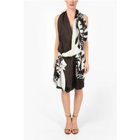 Drapiertes Zebra-Neckholder-Kleid