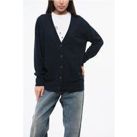 V-Ausschnitt Strickjacke aus Wolle und Nylon