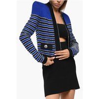 Gestreifte Strickjacke mit Pailletten
