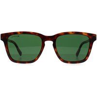 Rechteckige Schildpatt-Sonnenbrille mit grünen Gläsern