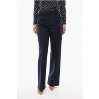 Marineblaue Wollhose mit gerader Passform