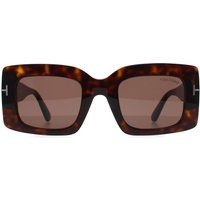 Markante rechteckige Havana Sonnenbrille