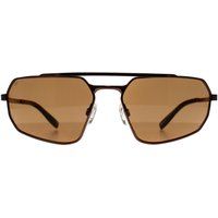Rechteckige Pilotenbrille mit braunen Gläsern