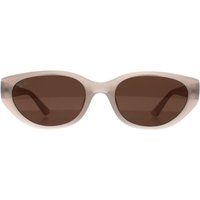Sonnenbrille mit ovalem Rahmen in Beige Opal
