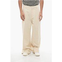 Beige, leichte, weitgeschnittene Baumwollhose