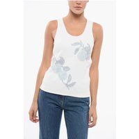 Besticktes florales Baumwoll-Tanktop