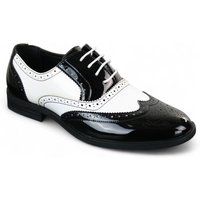 Schwarz-weißer Brogue aus Lackleder