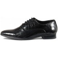 Schwarzer Oxford-Herrenschuh mit Krokodilleder-Effekt
