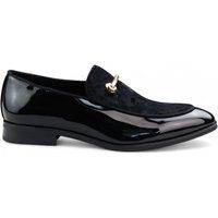 Schwarzer Herren Slipper aus Lackleder und Samt