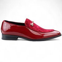 Herren Burgunderrot Lackleder Slipper
