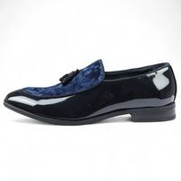 Herren-Loafer aus blauem Samt mit Quaste