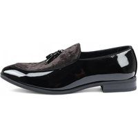 Schwarze Samt Slipper mit Quasten Lackleder
