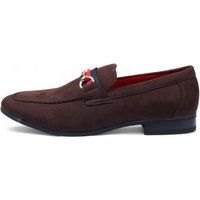 Braune Wildleder-Loafer mit goldener Schnalle