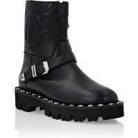 Leder Biker Boots mit Nietensohle
