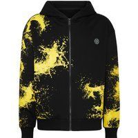 Kapuzenpullover mit abstraktem Splash-Print und Reißverschluss