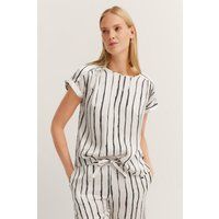 Gestreiftes Blusen-Shirt mit Bindegürtel