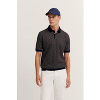 Gemustertes Strickpoloshirt mit geripptem Abschluss