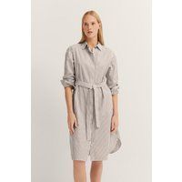 Gestreiftes Baumwoll-Hemdkleid mit Gürtel