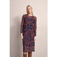 Mesh-Midikleid mit abstraktem Print
