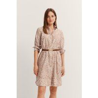 Baumwollhemdblusenkleid mit Print und Gürtel