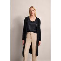 Lange Strickjacke mit Rippbündchen