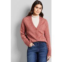 Strickjacke aus Wollmischung mit Rippstrick