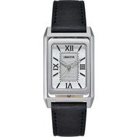 Rechteckige silberne Zifferblatt-Lederarmbanduhr