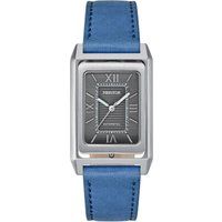 Rechteckige silberne Zifferblatt-Lederarmbanduhr