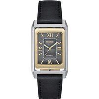 Rechteckige silberne Zifferblatt-Lederarmbanduhr