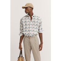 Bedrucktes Modern Fit Leinenhemd
