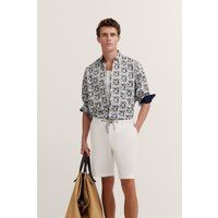 Bedrucktes Baumwollhemd mit Button-Down-Kragen