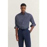 Bedrucktes Baumwollhemd mit Button-Down-Kragen